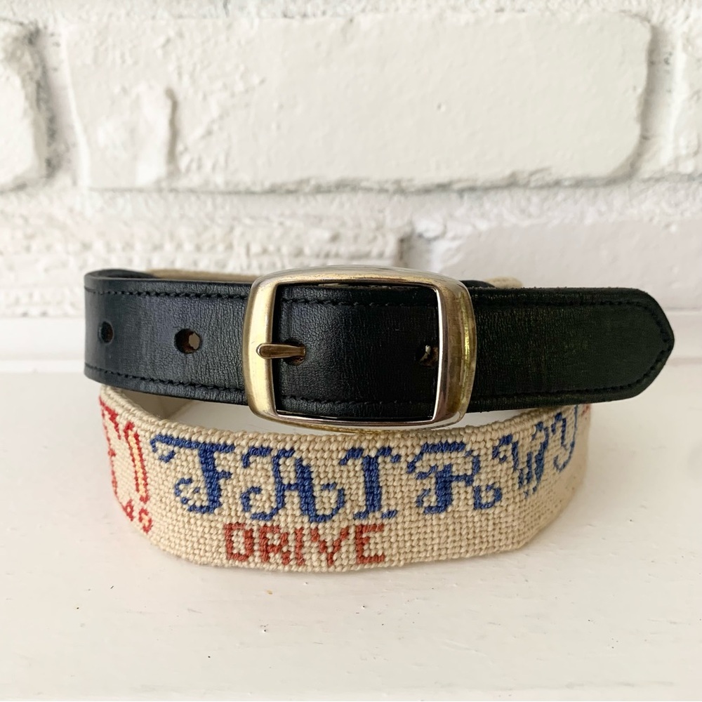 Vintage Needlepoint Embroidered Golf Motif Themed Belt 26/27/28/29/30 Inches - Picture 5 of 14